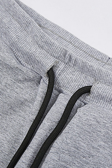 Basic Sweatpants Solid Color Zipper Pockets Drawstring Elastic Waist Ankle Tapered Fit Sweatpants for Men