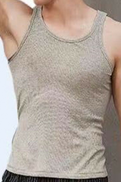 Casual Plain Tank Top Round Collar Sleeveless Slim Fitted Suitable Tank Top for Men