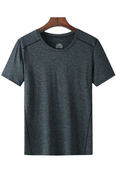 Guy's Edgy T-shirt Space Dye Print Short Sleeve Round Collar Regular Tee Shirt