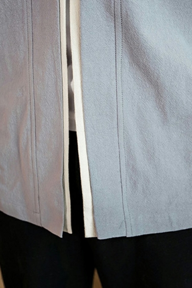 Popular Coat Contrast Trim Single Button Half Sleeve Oversized Coat for Guys