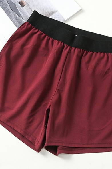 Guys Sportive Shorts Solid Color Elasticated Waist Baggy Shorts