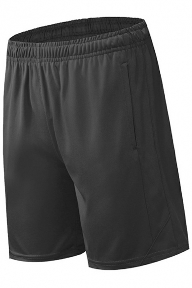 Leisure Men's Shorts Pure Color Side Pocket Designed Elastic Waist Relaxed Fit Shorts