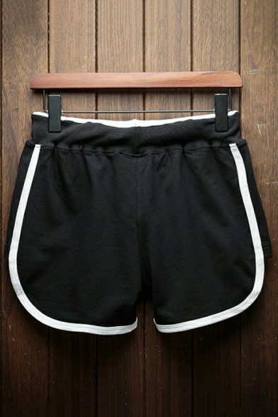 Boyish Mens Shorts Contrast Trim Pocket Drawstring Waist Relaxed Active Shorts