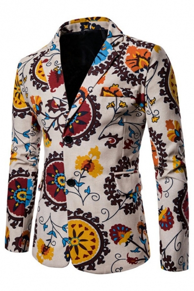 Casual Contrast Color Suit Lapel Double Buttons Welt Pockets Detail Slim Fitted Suit for Men