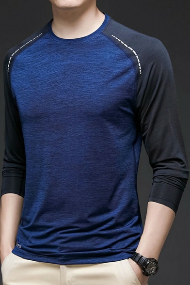 Men Athletic Sweatshirt Color Block Raglan Long Sleeve Regular Fit Sweatshirt