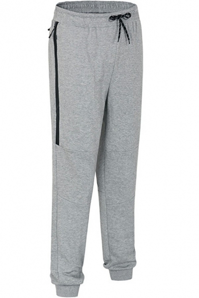 Basic Men's Drawstring Sweatpants Color Block Mid Rise Ankle Relaxed Fit Sweatpants