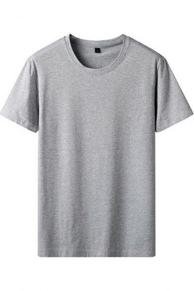Casual Mens Tee Top Plain Round Neck Short Sleeve Relaxed Fit Tee Top