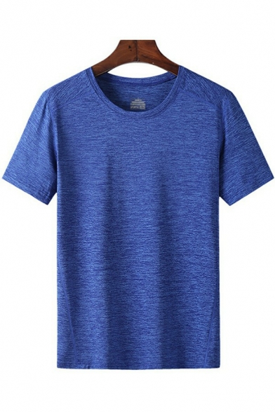 Guy's Edgy T-shirt Space Dye Print Short Sleeve Round Collar Regular Tee Shirt