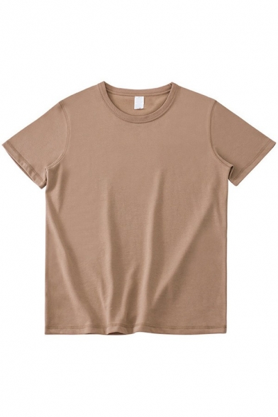 Simple Mens Tee Top Sure Color Short Sleeves Crew Neck Regular Fit T-Shirt