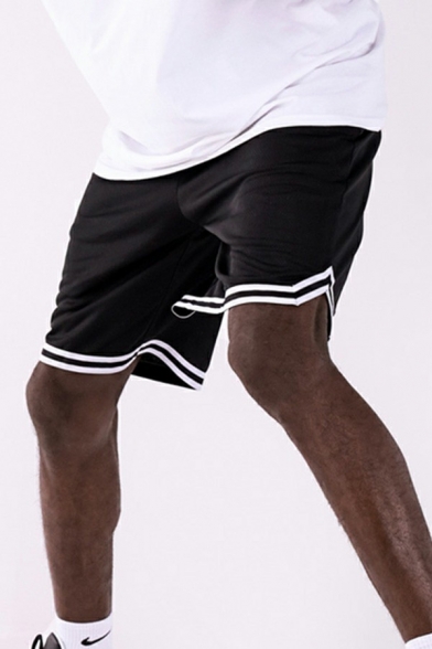 Sporty Mens Shorts Color Block Color Elasticated Waist Drawstring Mid Rise Relaxed Fit Shorts