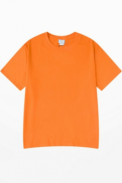 Guys Comfy T-Shirt Plain Crew Neck Short-sleeved Baggy T-Shirt