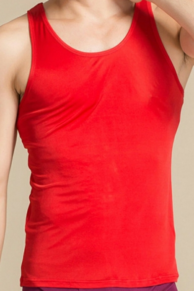 Simple Plain Tank Top Round Neck Slimming Comfortable Tank Top for Guys