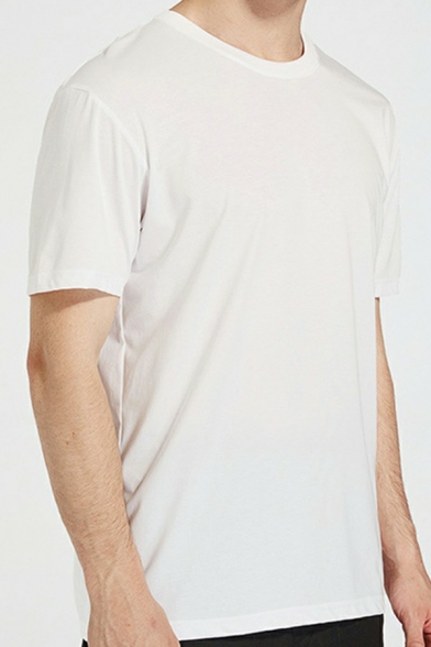 Urban Plain T-Shirt Short Sleeves Regular Fitted Crew Neck Tee Shirt for Guys