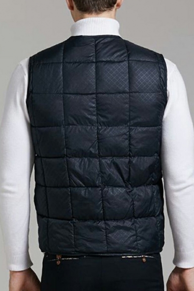 Guys Casual Vest Pure Color Fleece Lined Sleeveless V-Neck Relaxed Fitted Button Placket Vest