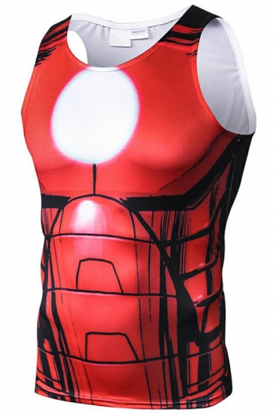 Trendy Boy's Vest 3D Pattern Narrow Shoulder Crew Neck Sleeveless Slimming Tank Top