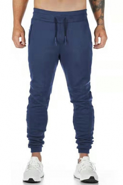 Chic Pants Whole Colored Zipper Designed Mid Rise Drawcord Elastic Waist Pants for Men