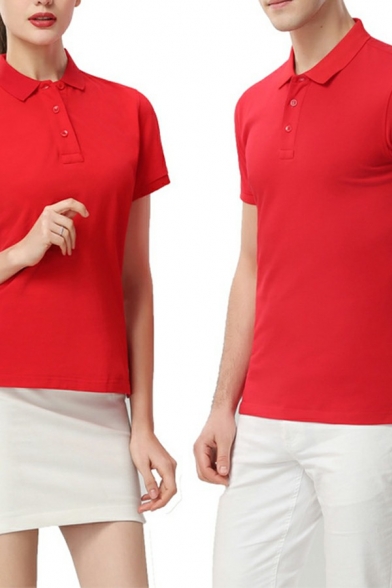 Guys Soft Polo Shirt Solid Button Fly Collar Regular Fit Short Sleeves Polo Shirt