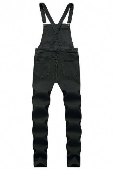 Leisure Mens Overall Solid Color Front Pocket Sleeveless Full Length Overall