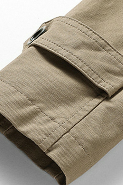 Mens Freestyle Coat Plain Multi-Pockets Regular Fit Long-sleeved Hooded Zip Fly Coat