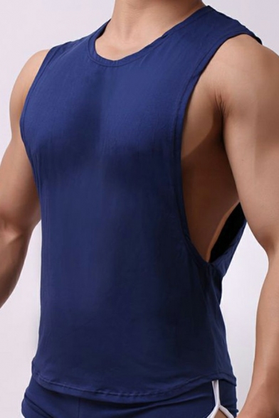 Men's Leisure Tank Plain Color Round Neck Quick-Dry Relaxed Fit Tank Top