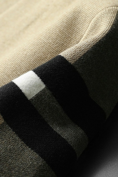 Trendy  Men's Knitwear Contrast Color Long Sleeve Lapel Collar Slim Fit Cardigan