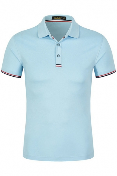Unique Polo Shirt Contrast Line Collar Short-sleeved Slimming Polo Shirt for Guys