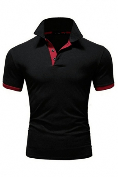 Hot Polo Shirt Contrast Line Collar Short Sleeve Slim Fitted Polo Shirt for Men
