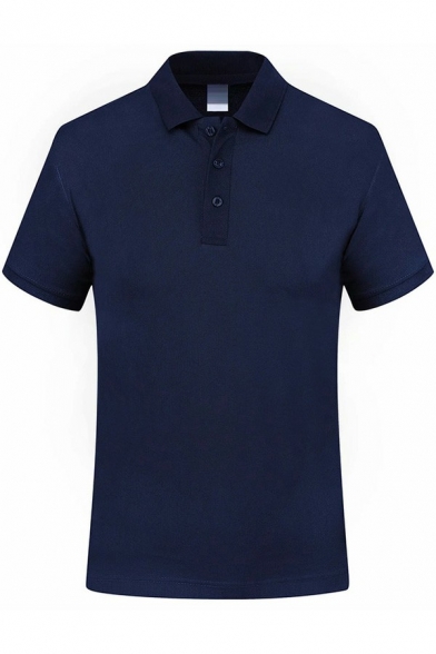 Boyish Polo Shirt Pure Color Lapel Collar Short Sleeve Regular Fit Polo Shirt