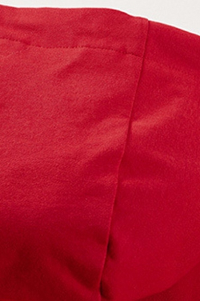Modern  Mens Drawstring Hoodie Solid Color Long-Sleeved  Pocket Detail Regular Fitted Hoodie