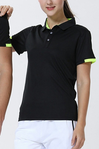 Boyish Mens Polo Shirt Contrast Line Printed Short-Sleeved Henley Collar Regular Fitted Polo Shirt