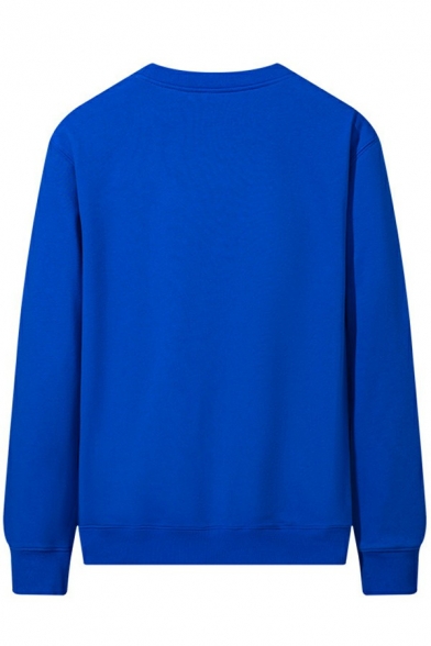 Comfortable Sweatshirt Crew Neck Solid Color Long Sleeve Regular-Fitted Sweatshirt for Men