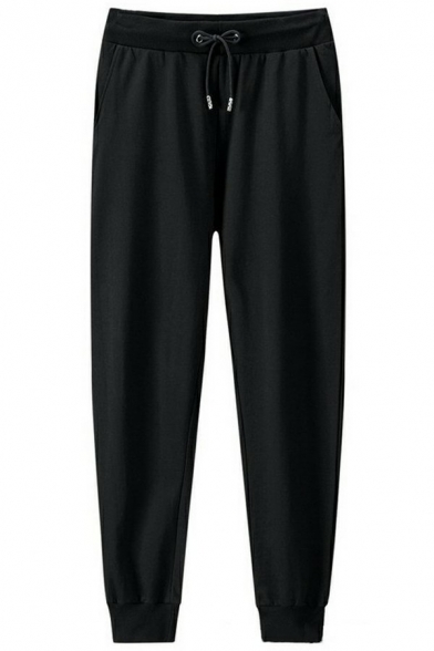 Guys Dashing Pants Solid Drawcord Elasticated Waist Mid-Rised Loose Fit Pants