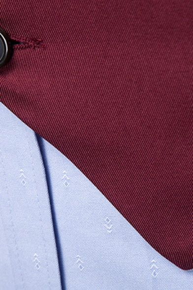 Men's Fashionable Suit Vest Solid Color Sleeveless V-Neck Pocket Detail Slim Fitted Suit Vest