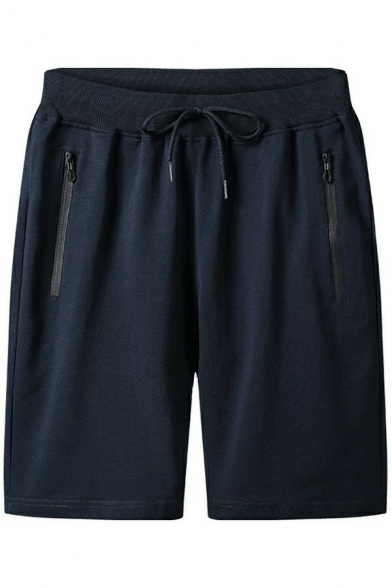 Men Stylish Shorts Pocket Drawstring Elastic Waist Mid Rise Regular Fitted Shorts