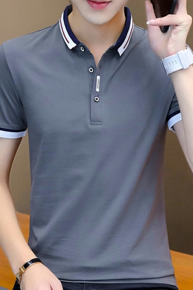 Comfy Polo Shirt Stripe Patterned Button Designed Relaxed Short-sleeved Polo Shirt for Men