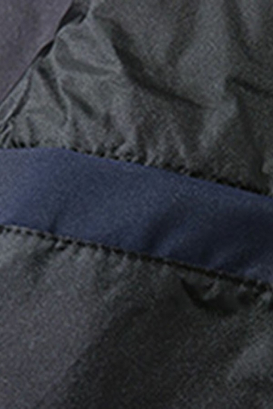 Cool Mens Coat Plain Drawstring Pocket Detailed Long Sleeves Slimming Zip Placket Hooded Trench Coat