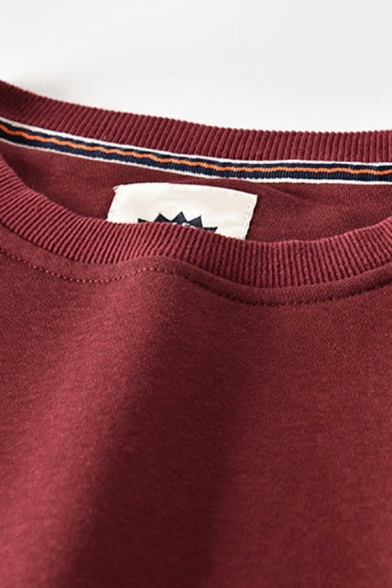 Lightweight Sweatshirt Crew Neck Contrast Trim Splicing Long Sleeve Regular Fit Sweatshirt for Men
