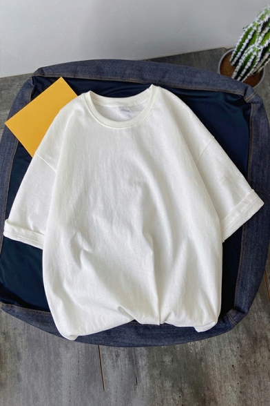 Men's Fashion T-Shirt Whole Colored Short-sleeved Round Neck Baggy T-Shirt