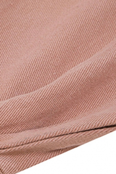 Popular Denim Jacket Pure Color Side Pocket Button-up Long Sleeve Oversized Denim Jacket for Guys