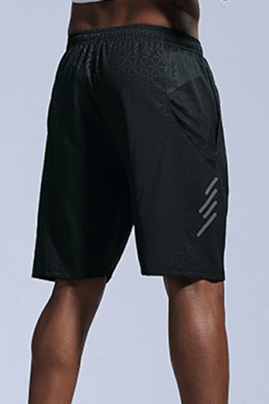 Basic Drawstring Shorts Striped Printed Pocket Detail Regular Fitted Shorts for Men