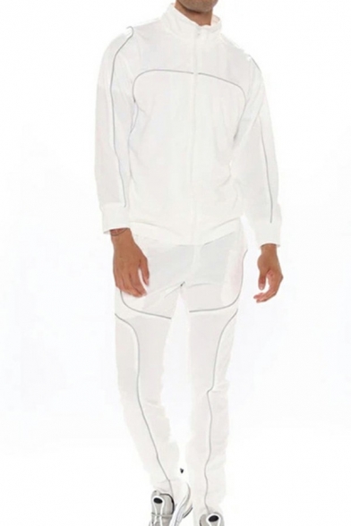Guys Novelty Co-ords Contrast Line Collar Zip Fly Long Sleeves Full Length Pants Fitted Co-ords