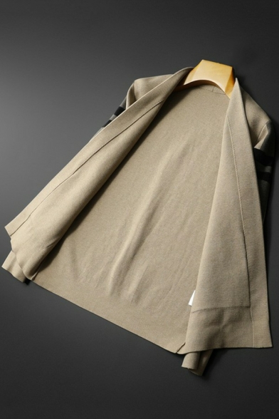 Trendy  Men's Knitwear Contrast Color Long Sleeve Lapel Collar Slim Fit Cardigan