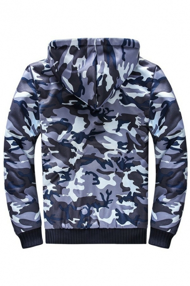 Pop Men's Hoodie Camo Pattern Pocket Detailed Relaxed Fit Long-sleeved Thick Hoodie
