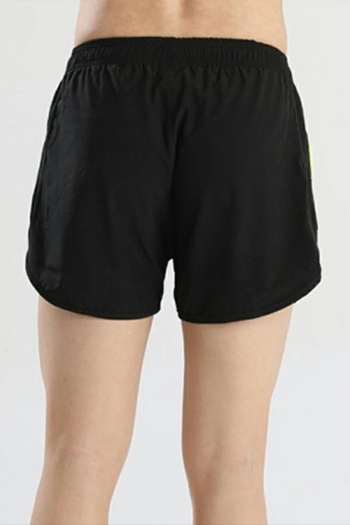 Urban Mens Drawstring Shorts Contrast Color Mid-Rised Patch Elastic Waist Mini Length Slim Fitted Shorts
