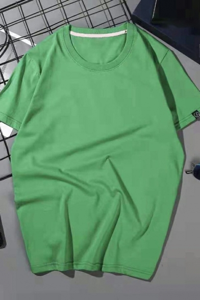 Urban Tee Top Solid Color Short Sleeves Oversized Crew Neck Tee Top for Men
