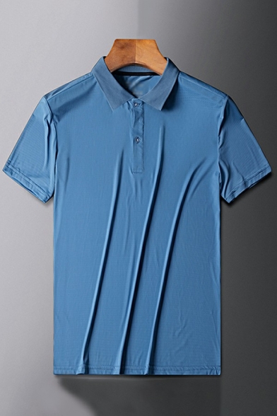 Basic Men's Polo Shirt Plain Button Collar Short-sleeved Regular Polo Shirt