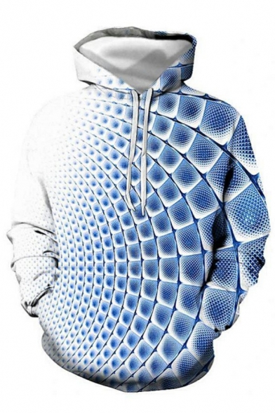 Creative Mens Hoodie 3D Pattern Long Sleeves Rib Cuffs Regular Fit Hoodie with Pockets