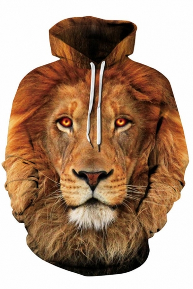Hip-hop Men's Hoodie Animal Patterned Drawstring Oversized Long Sleeve Pocket Hoodie