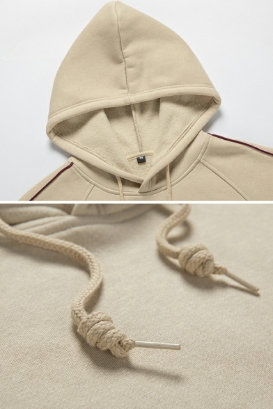 Modern Drawstring Mens Hoodie Contrast Color Long Sleeves Pocket Detail Rib Cuffs Regular Fit Hoodie