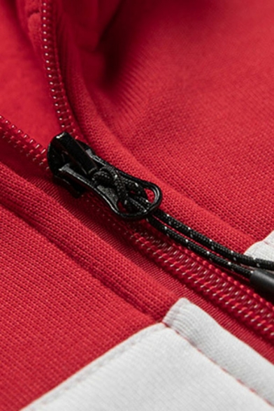 Smart Guys Hoodie Color Block Zip-up Drawcord Regular Fit Long-sleeved Hoodie